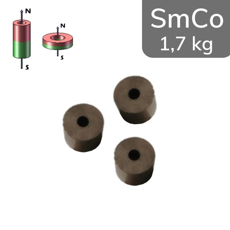 Anneau magnétique SmCo Ø 10/3 mm - hauteur 7 mm 28 MGOe
