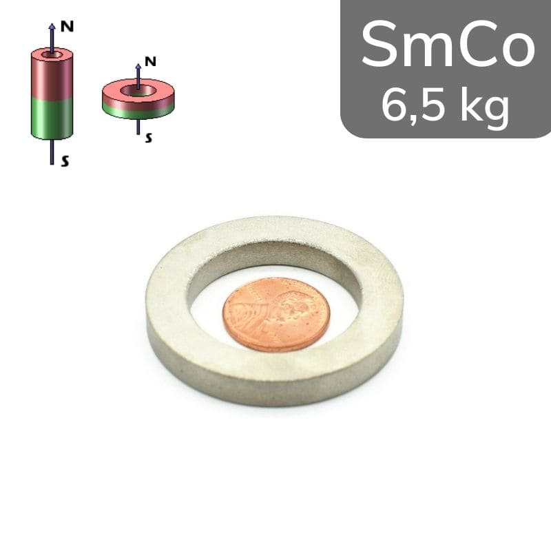 Anneau magnétique SmCo Ø 40/30 mm - hauteur 6 mm 24 MGOe
