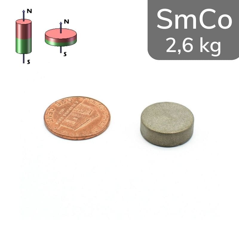 Disque magnétique SmCo Ø 15 mm / hauteur 5 mm 24 MGOe