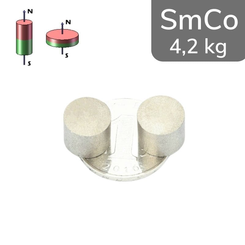 Disque magnétique SmCo Ø 15 mm / hauteur 8 mm 28 MGOe