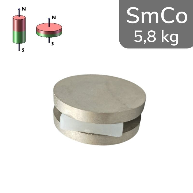Disque magnétique SmCo Ø 40 mm / hauteur 5 mm 24 MGOe