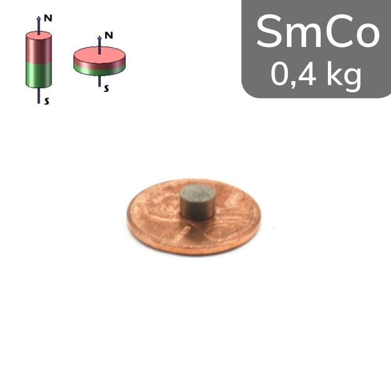 Disque magnétique SmCo Ø 5 mm / hauteur 3 mm 26 MGOe