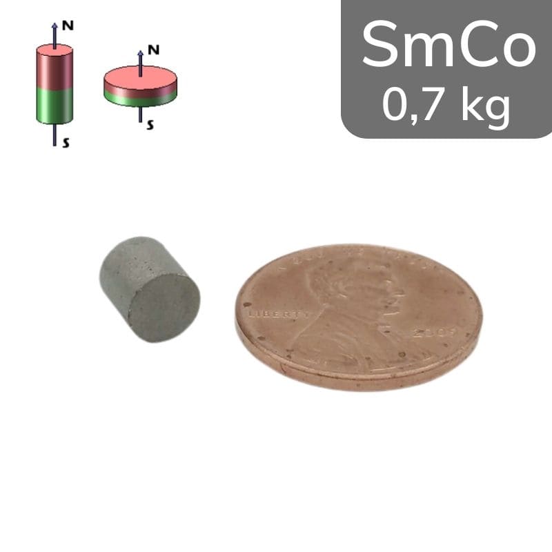 Disque magnétique SmCo Ø 6 mm / hauteur 6 mm 24 MGOe