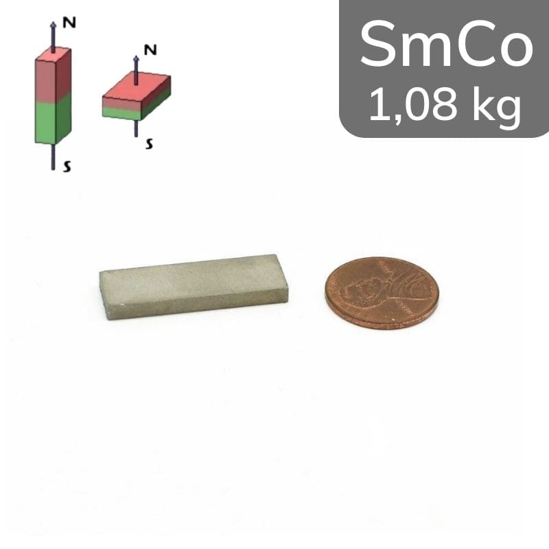 Parallélépipède magnétique SmCo 30 x 4 x 2 mm