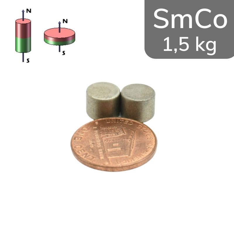 Disque magnétique SmCo Ø 8 mm / hauteur 6 mm