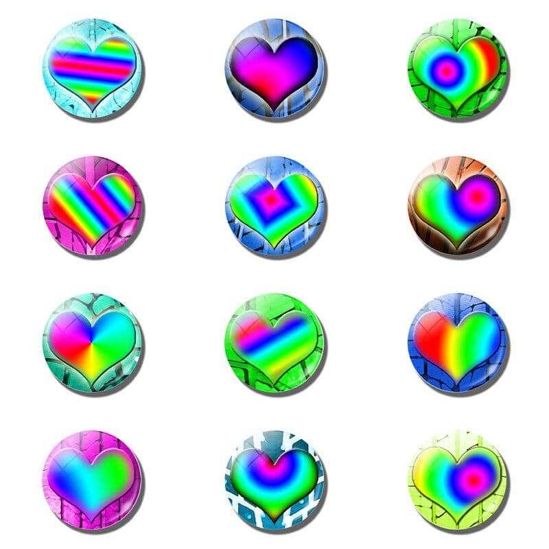 Magnet frigo cœur multicolore 12 pièces de chez univers magnétique la référence en magnets frigo