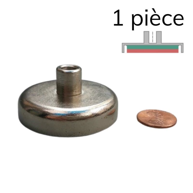 Aimant en pot néodyme - Ø 48 mm - manchon taraudé M8 1 1 pièce - Univers Magnétique