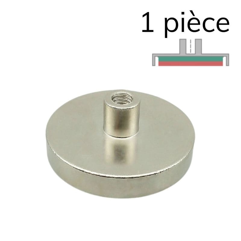 Aimant en pot cylindrique néodyme - Ø 60 mm - manchon taraudé M8 1 1 pièce - Univers Magnétique