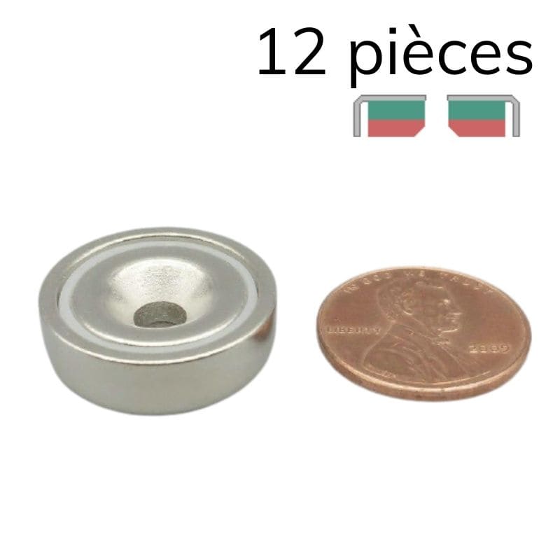 Aimant en pot rond 20 mm - trou fraisé 4,5 mm 1 - Univers Magnétique
