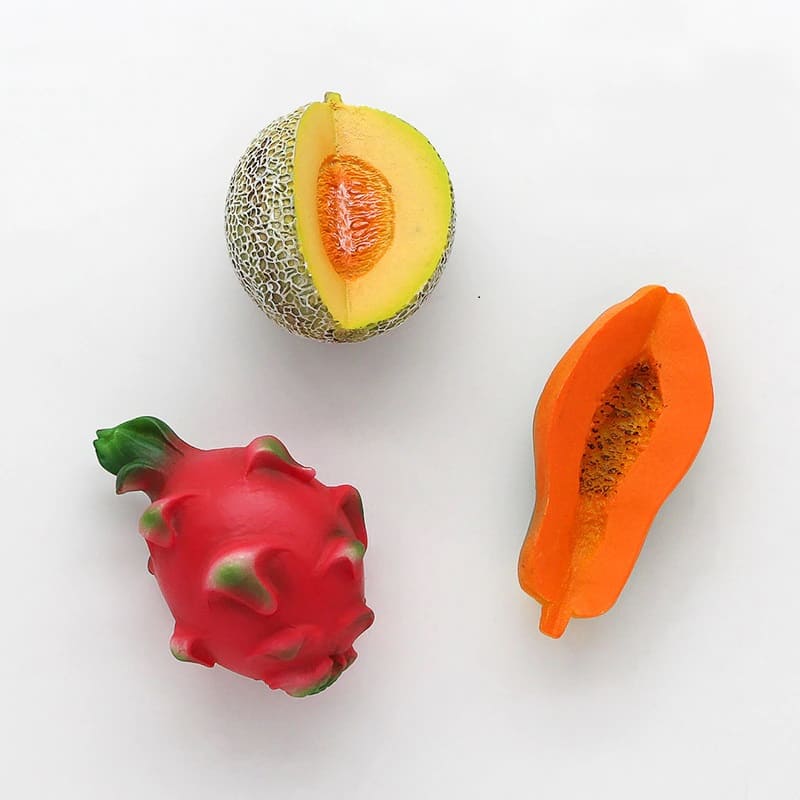aimants frigo en forme de fruits exotiques
