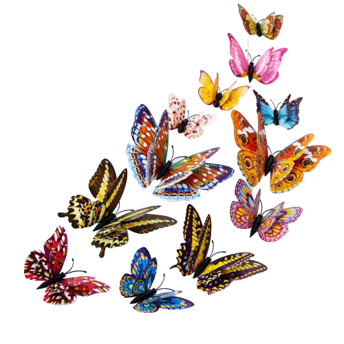 Magnet frigo papillons lumineux 12 pièces