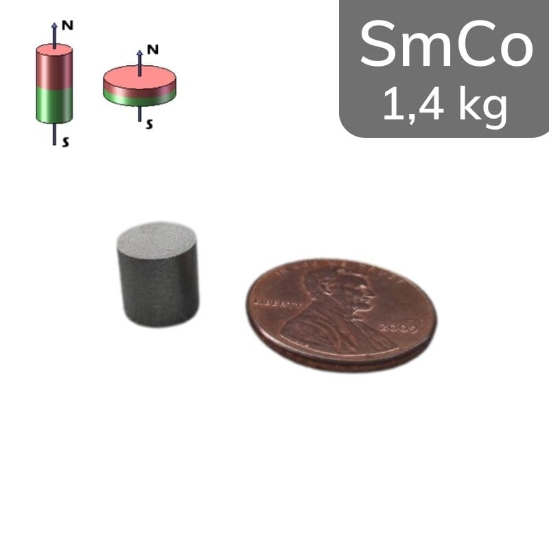 Disque magnétique SmCo Ø 8 mm / hauteur 8 mm 24 MGOe