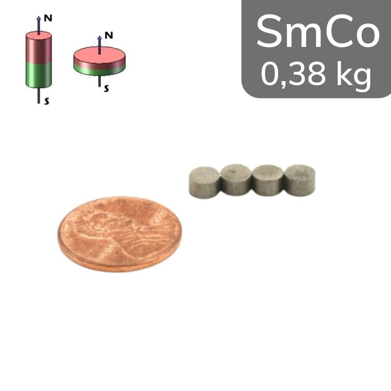 Disque magnétique SmCo Ø 5 mm / hauteur 3 mm 24 MGOe