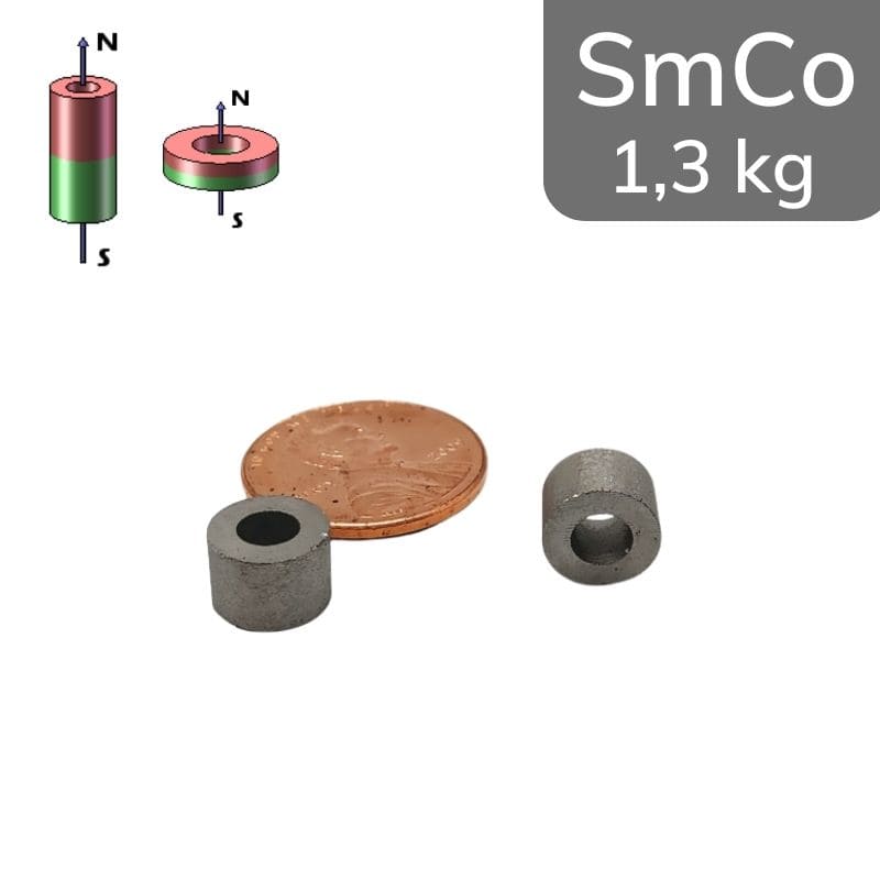 Anneau magnétique SmCo Ø 8/4 mm - hauteur 8 mm YXG28