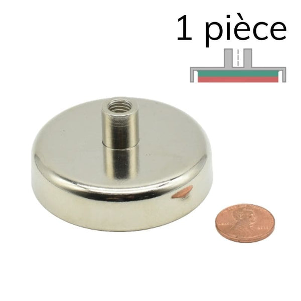 Aimant en pot néodyme - Ø 60 mm - manchon taraudé M8 1 1 pièce - Univers Magnétique