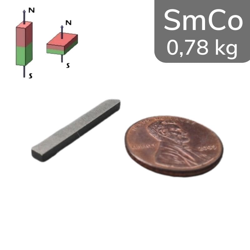 Parallélépipède magnétique SmCo 25 x 3 x 2 mm
