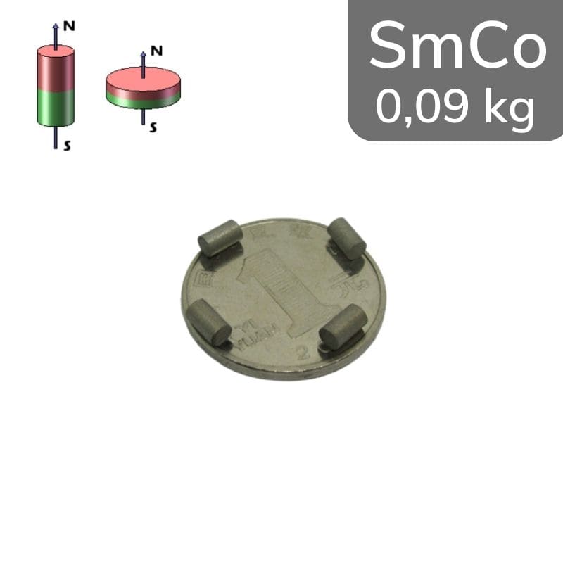Cylindre magnétique SmCo Ø 2 mm / hauteur 5 mm