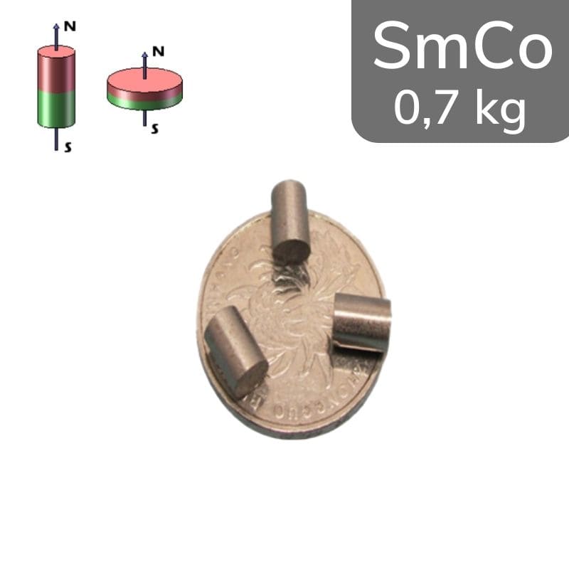 Cylindre magnétique SmCo Ø 5 mm / hauteur 7 mm