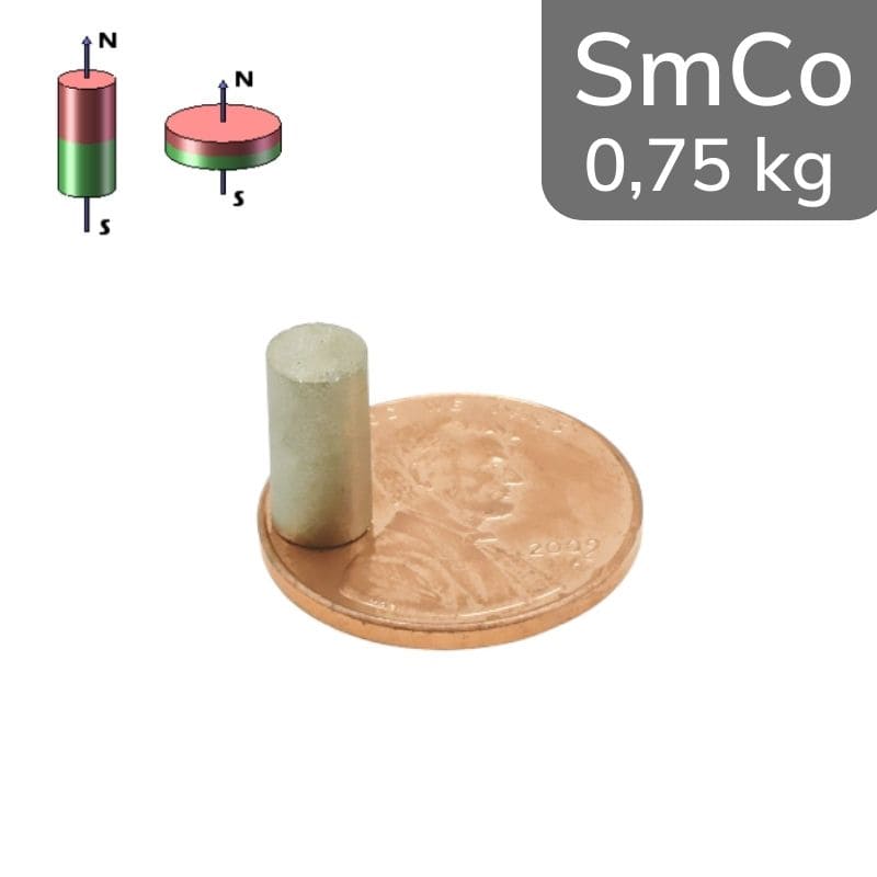 Cylindre magnétique SmCo Ø 5 mm / hauteur 10 mm