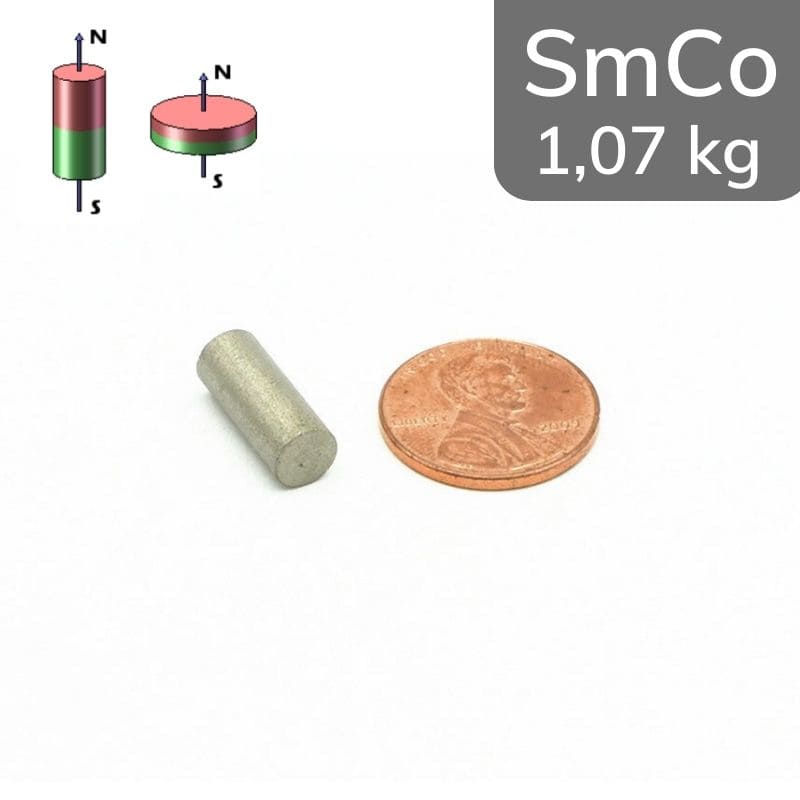 Cylindre magnétique SmCo Ø 6 mm / hauteur 10 mm