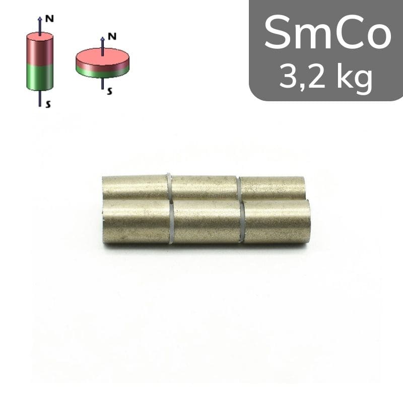 Cylindre magnétique SmCo Ø 10 mm / hauteur 20 mm