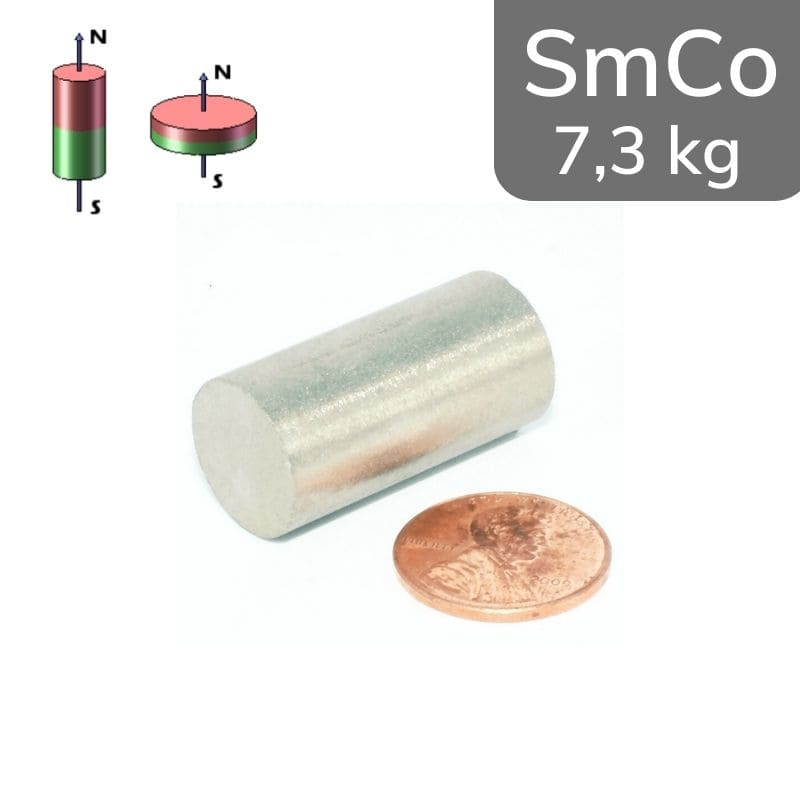 Cylindre magnétique SmCo Ø 15 mm / hauteur 30 mm