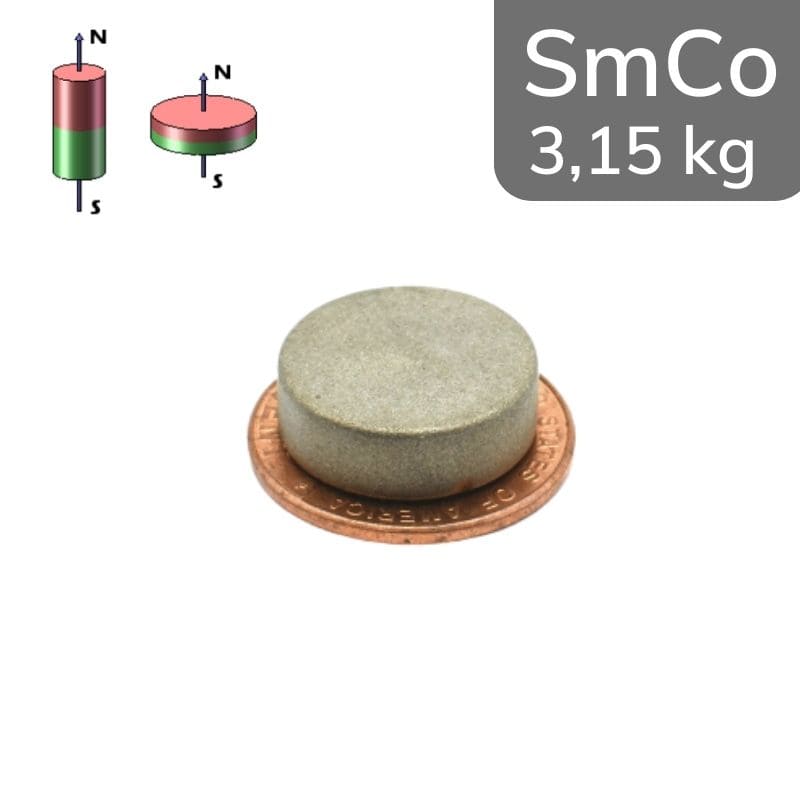 Disque magnétique SmCo Ø 15 mm / hauteur 5 mm