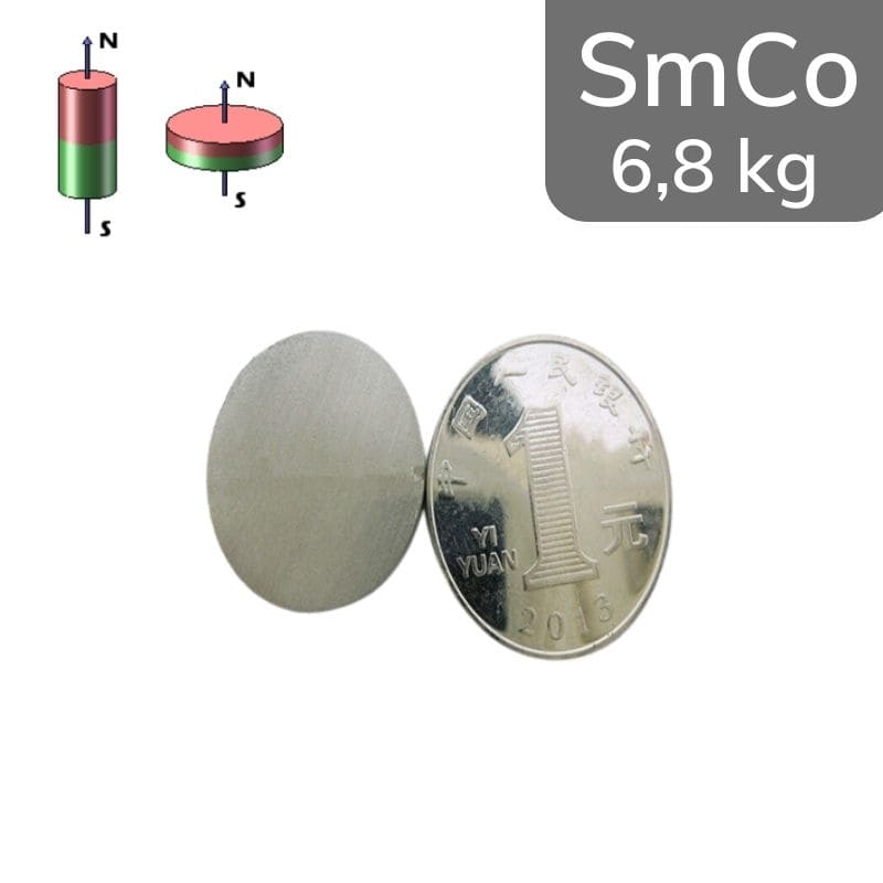 Disque magnétique SmCo Ø 20 mm / hauteur 10 mm 24 MGOe