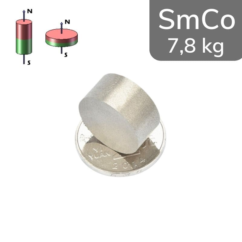 Disque magnétique SmCo Ø 20 mm / hauteur 10 mm 28 MGOe