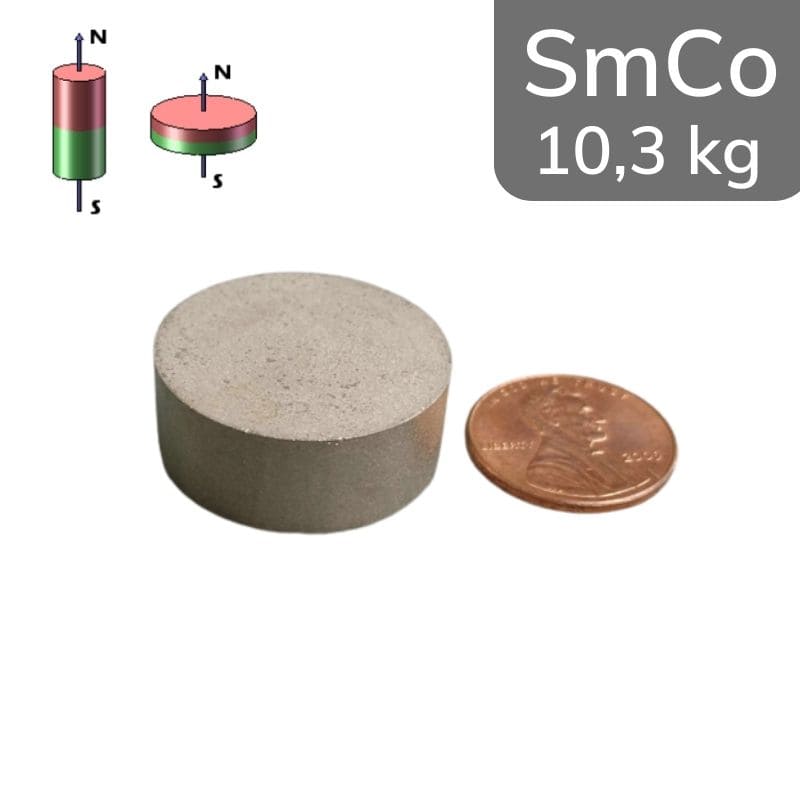 Disque magnétique SmCo Ø 25 mm / hauteur 10 mm