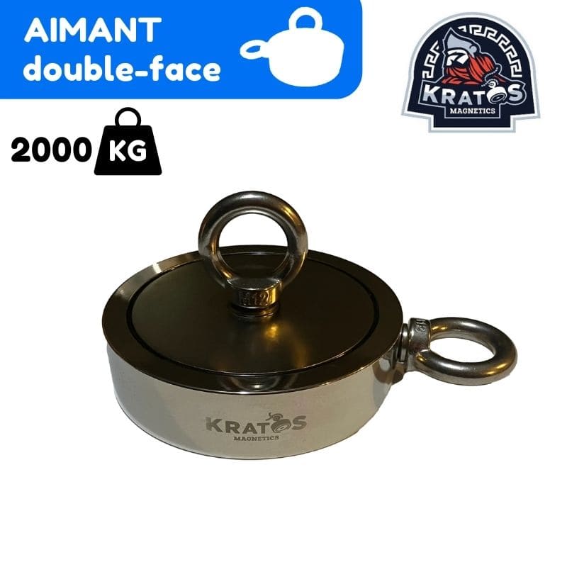 Aimant de pêche double-face Olympus - 2000 kg - Kratos Magnetics