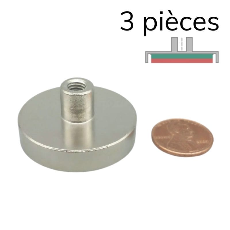 Aimant en pot cylindrique néodyme - Ø 36 mm - manchon taraudé M6 1 - Univers Magnétique