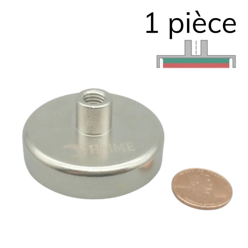 Aimant en pot cylindrique néodyme - Ø 48 mm - manchon taraudé M8 1 - Univers Magnétique