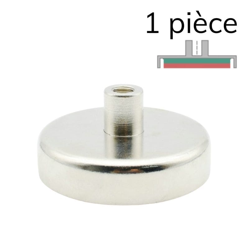 Aimant en pot cylindrique néodyme - Ø 75 mm - manchon taraudé M10 1 1 pièce - Univers Magnétique