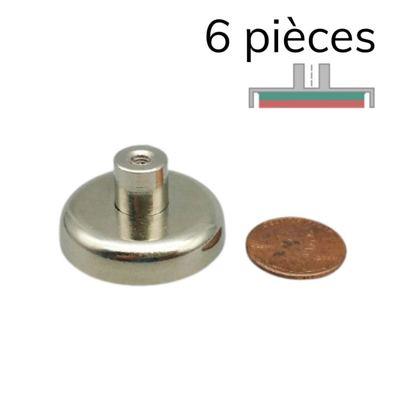 Aimant en pot néodyme - Ø 32 mm - manchon taraudé M6 1 - Univers Magnétique