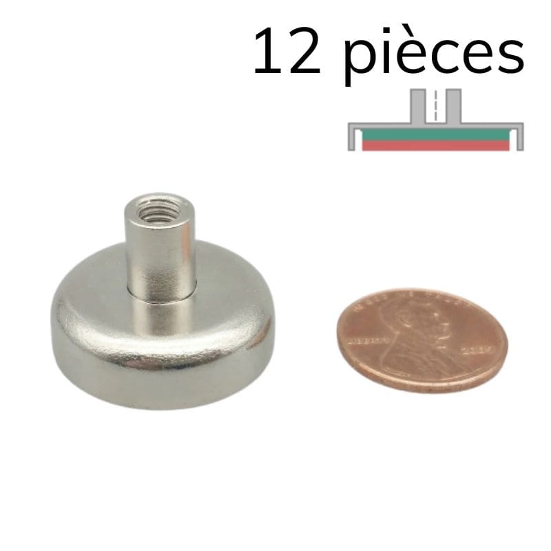 Aimant en pot néodyme - Ø 25 mm - manchon taraudé M5 1 12 pièce - Univers Magnétique