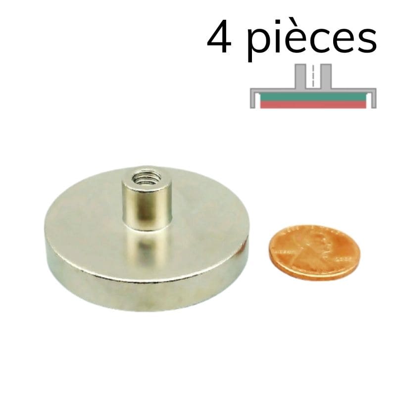 Aimant en pot cylindrique néodyme - Ø 32 mm - manchon taraudé M6 1 - Univers Magnétique