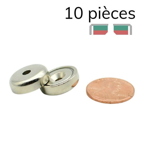 Aimants ronds plats en néodyme 20 pièces - 10 x 3 mm avec un trou