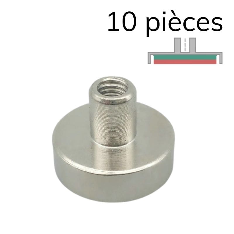 Aimant en pot cylindrique néodyme - Ø 16 mm - manchon taraudé M4 1 - Univers Magnétique