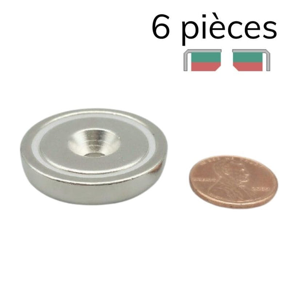 Aimant en pot rond 32 mm - trou fraisé 5,5 mm 1 - Univers Magnétique