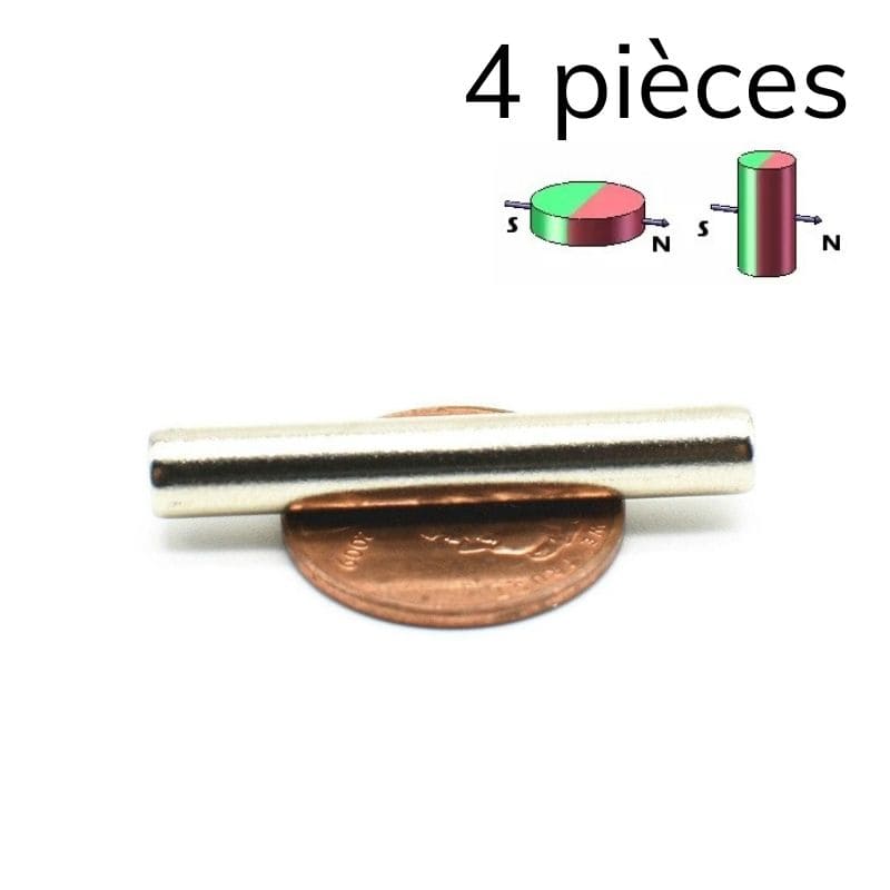 Cylindre magnétique néodyme Ø 5 mm - hauteur 33 mm (magnétisation diamétrale) 1 - Univers Magnétique