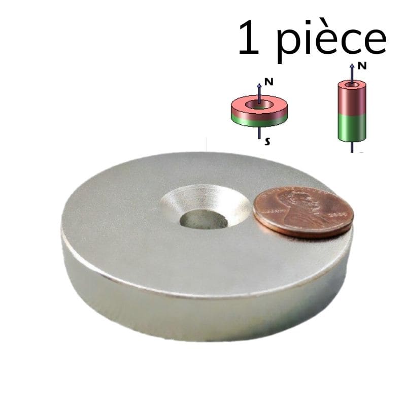 Disque magnétique néodyme Ø 60 mm / hauteur 10 mm / trou fraisé M10 1 - Univers Magnétique