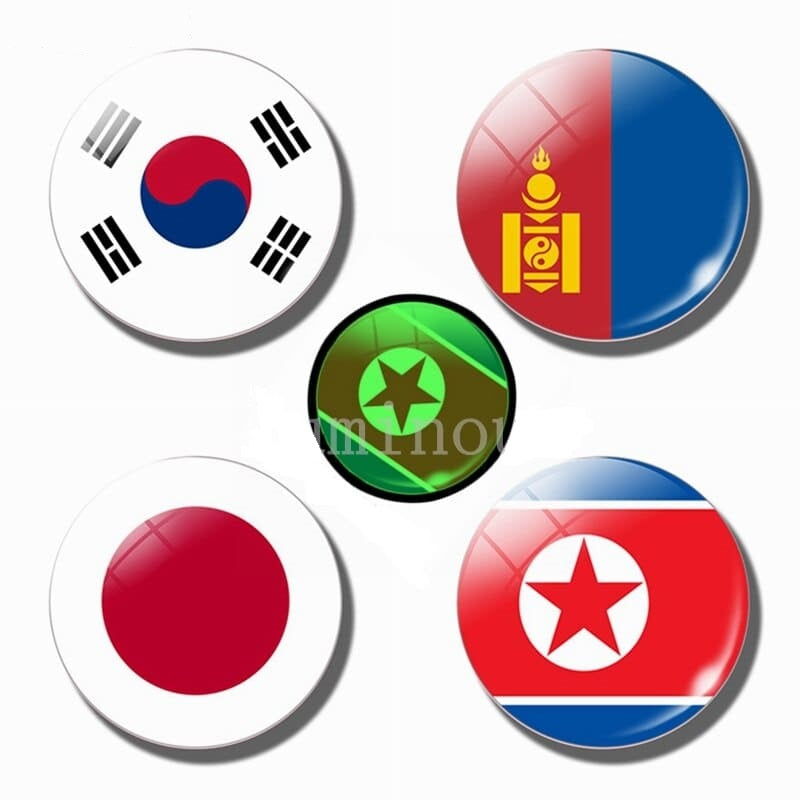 Magnet frigo drapeaux pays Asie de l'Est fluorescent 1 - Univers Magnétique