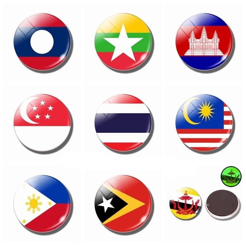 magnet frigo drapeaux asie du sud est singapour laos