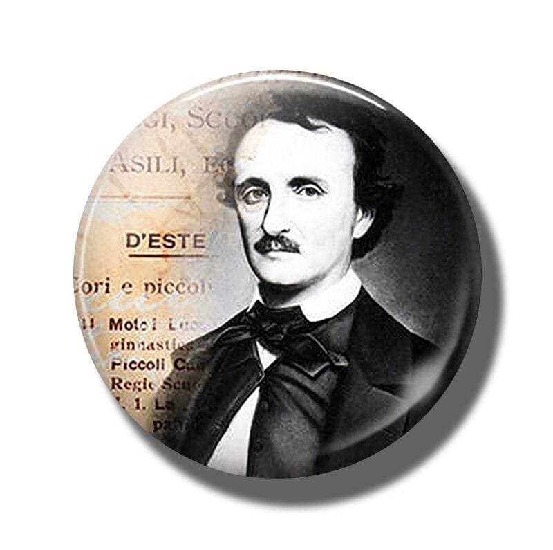 magnet frigo avec le portrait d'Edgar Allan Poe