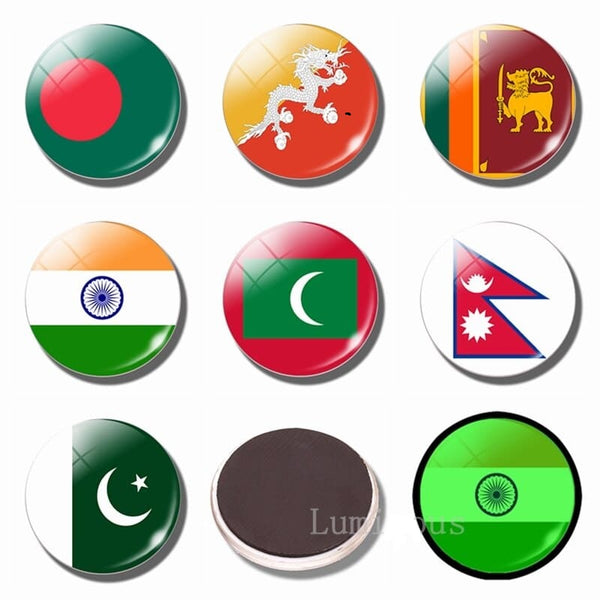 magnet frigo drapeaux des pays d'asie du sud