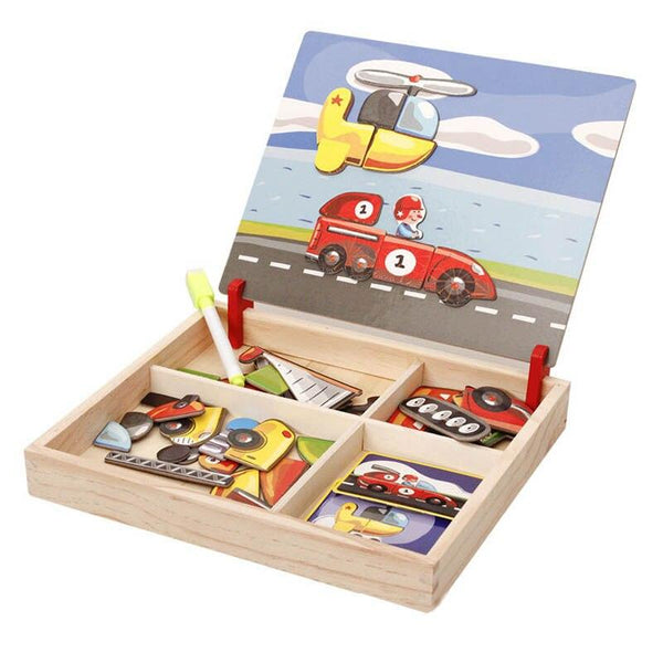 Coffret 20 Magnets Les Transports Vehicules Aimants en bois Accessoire  tableau enfant Jeu educatif magnetique Des 2 ans